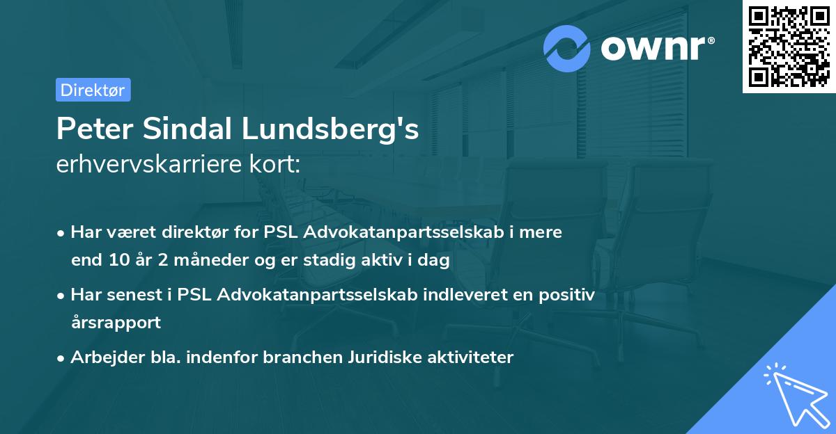 Peter Sindal Lundsberg's erhvervskarriere kort