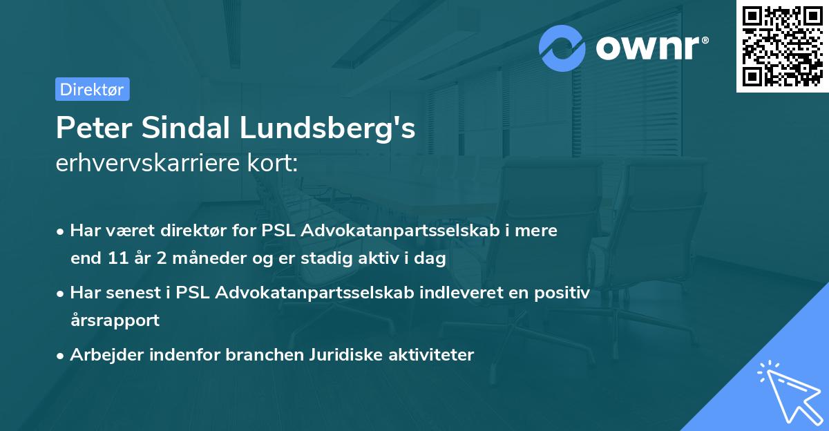 Peter Sindal Lundsberg's erhvervskarriere kort