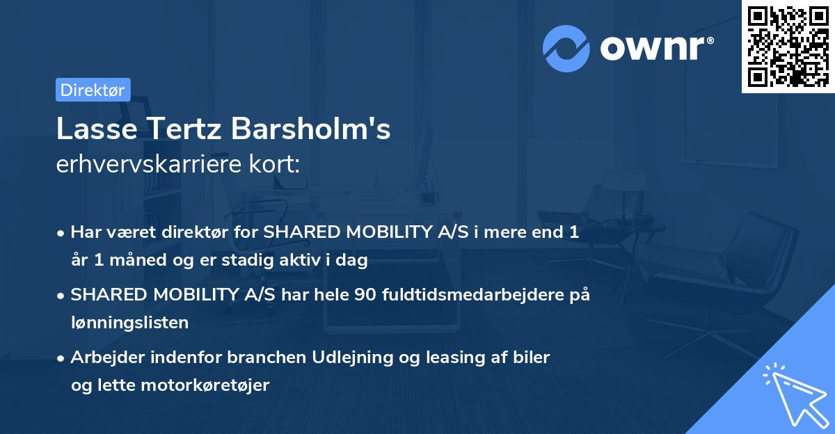 Lasse Tertz Barsholm's erhvervskarriere kort