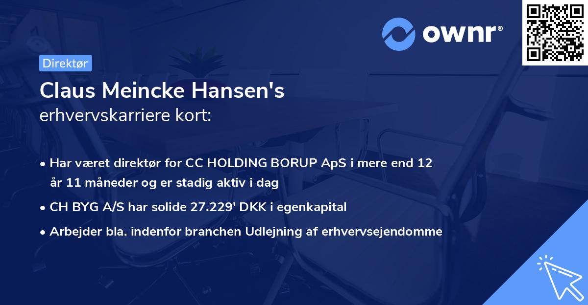 Claus Meincke Hansen's erhvervskarriere kort