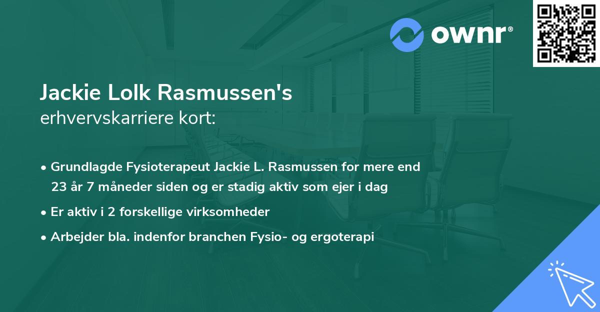 Jackie Lolk Rasmussen's erhvervskarriere kort