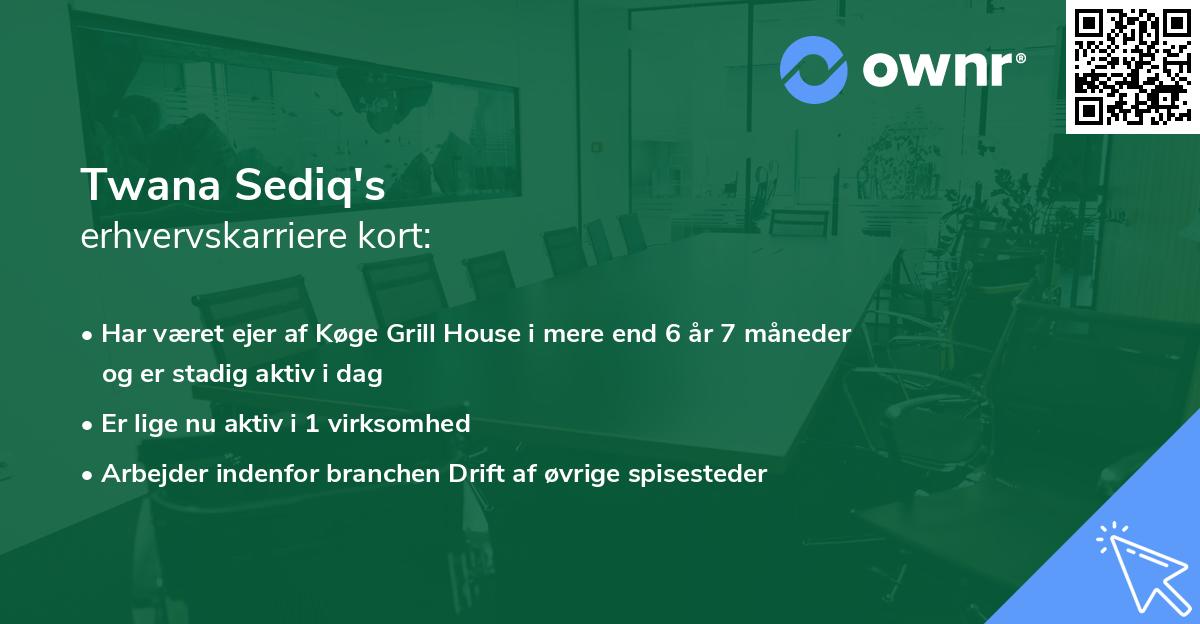 Twana Sediq's erhvervskarriere kort