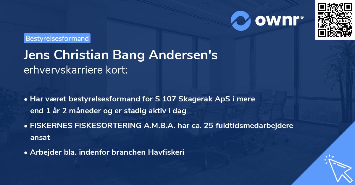 Jens Christian Bang Andersen's erhvervskarriere kort