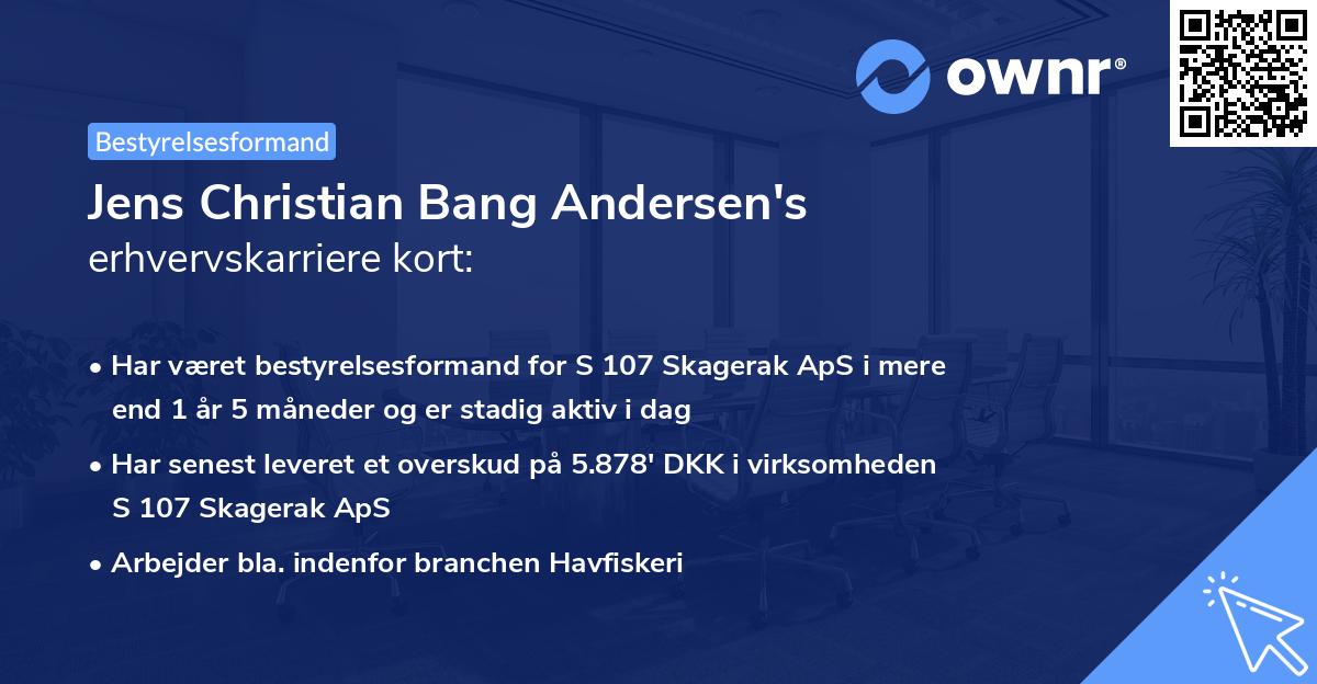 Jens Christian Bang Andersen's erhvervskarriere kort