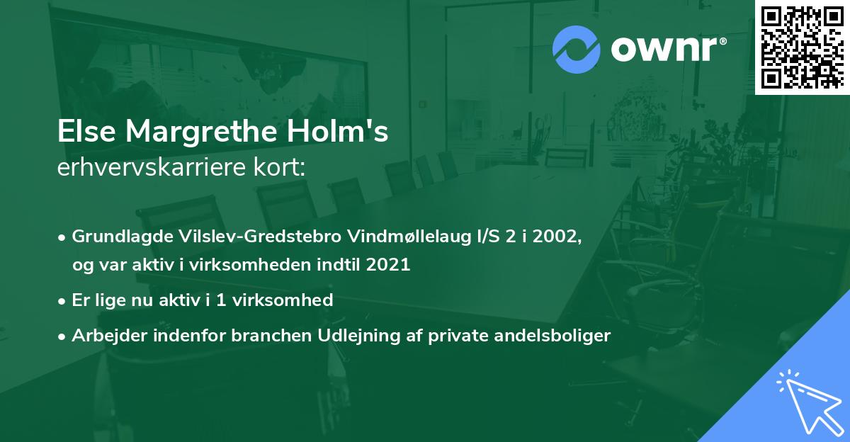 Else Margrethe Holm's erhvervskarriere kort