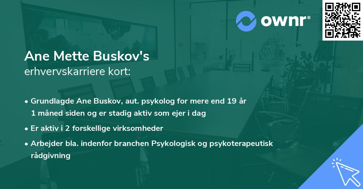 Ane Mette Buskov's erhvervskarriere kort