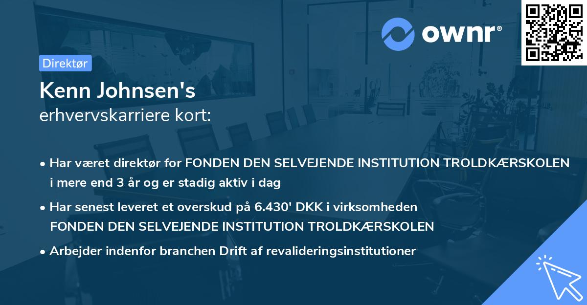 Kenn Johnsen's erhvervskarriere kort