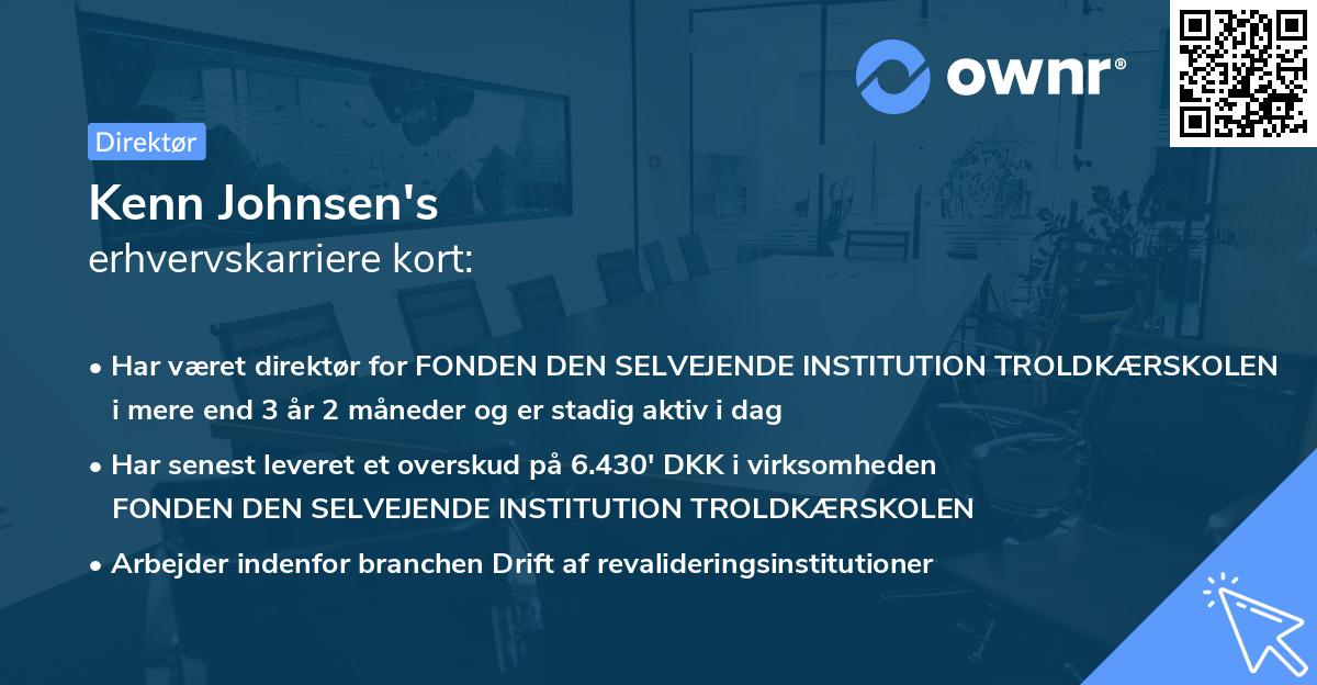 Kenn Johnsen's erhvervskarriere kort