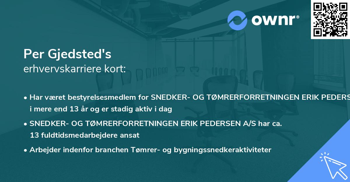Per Gjedsted's erhvervskarriere kort