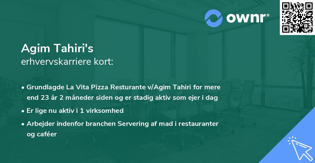 Agim Tahiri's erhvervskarriere kort