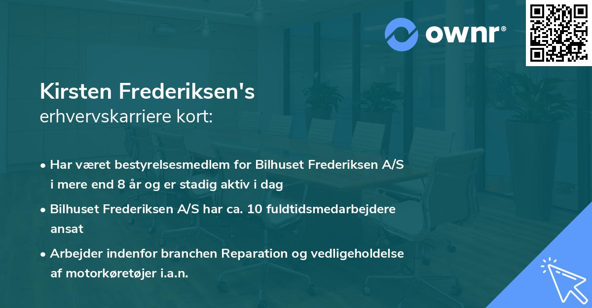 Kirsten Frederiksen's erhvervskarriere kort
