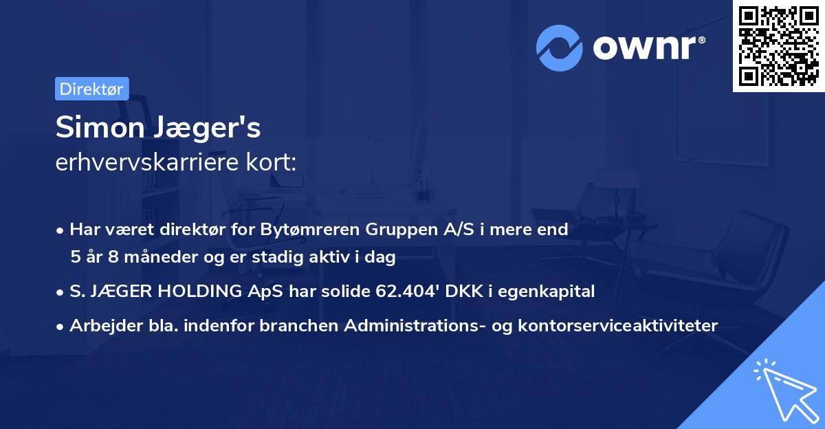 Simon Jæger's erhvervskarriere kort