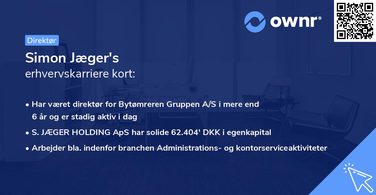 Simon Jæger's erhvervskarriere kort