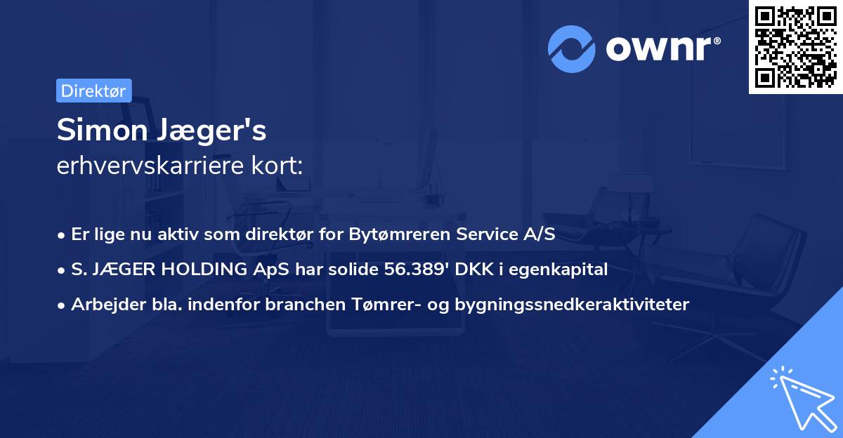 Simon Jæger's erhvervskarriere kort