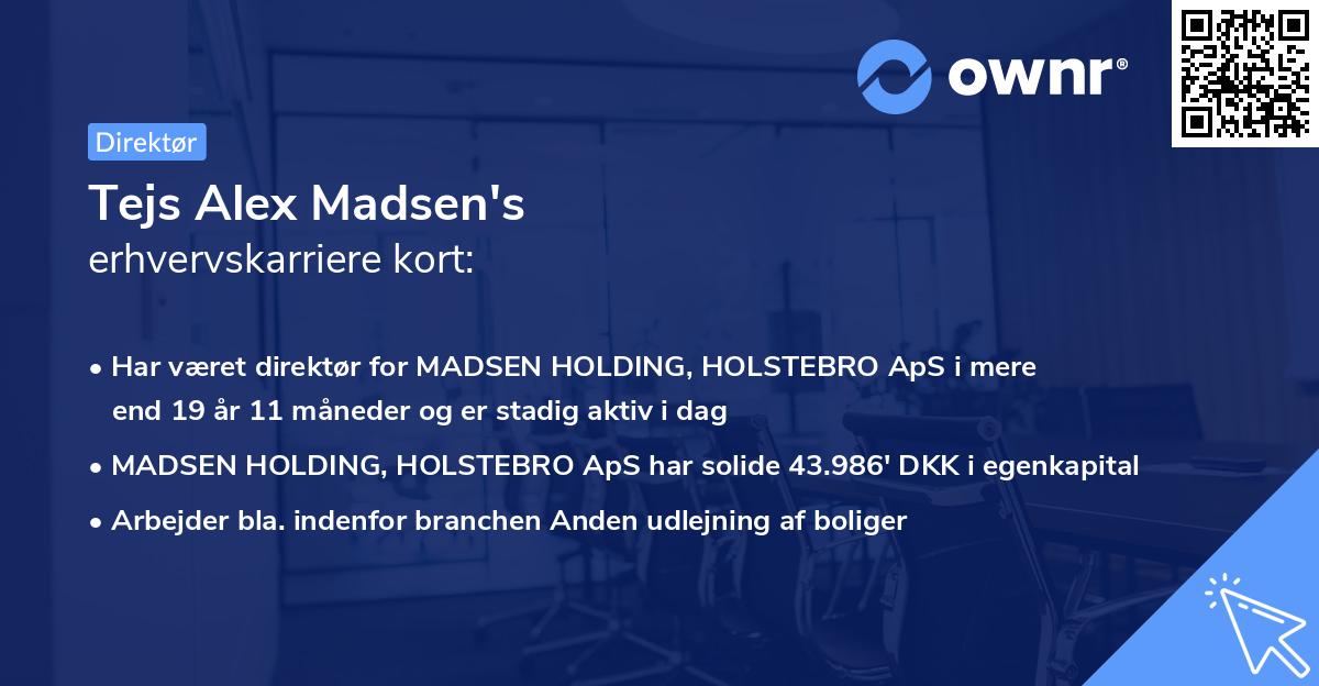 Tejs Alex Madsen's erhvervskarriere kort