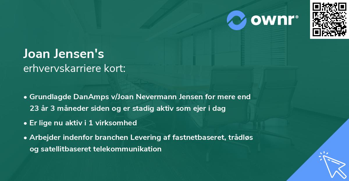 Joan Jensen's erhvervskarriere kort