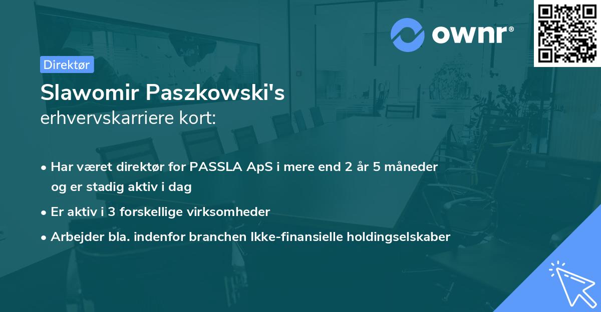 Slawomir Paszkowski's erhvervskarriere kort
