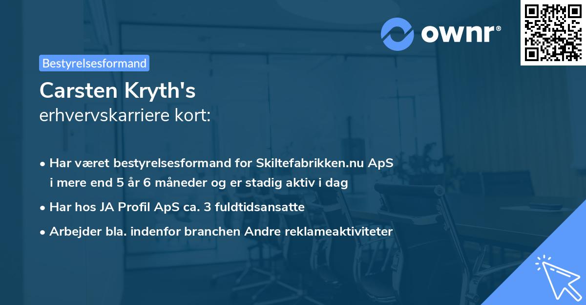 Carsten Kryth's erhvervskarriere kort