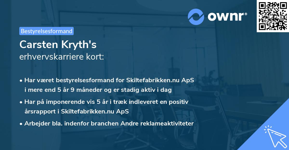 Carsten Kryth's erhvervskarriere kort