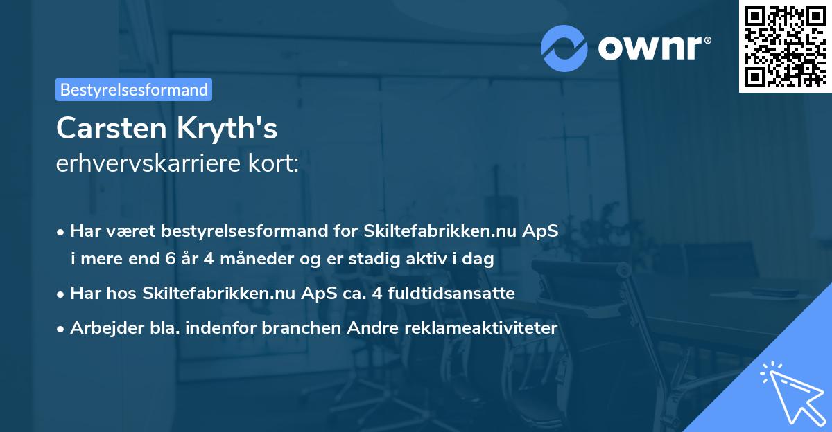 Carsten Kryth's erhvervskarriere kort