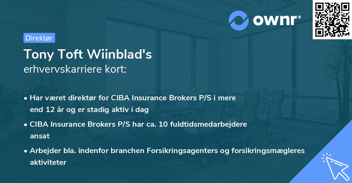 Tony Toft Wiinblad's erhvervskarriere kort