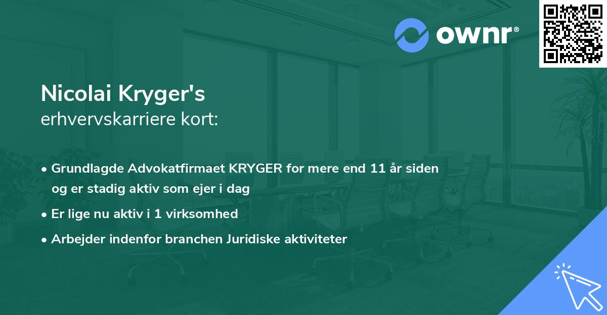 Nicolai Kryger's erhvervskarriere kort