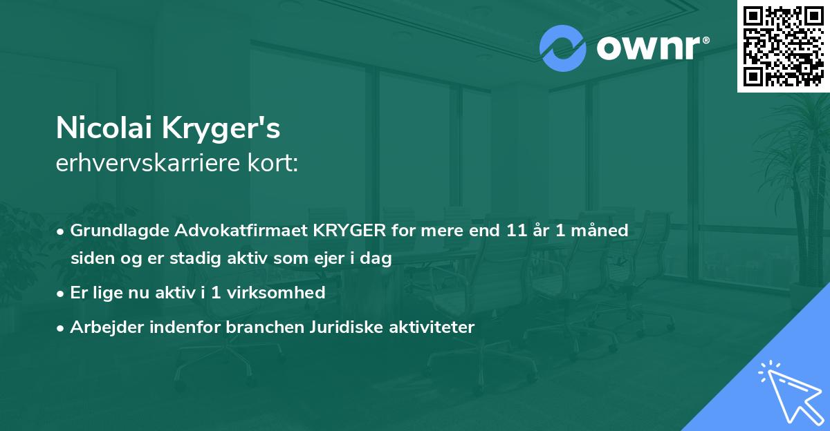 Nicolai Kryger's erhvervskarriere kort