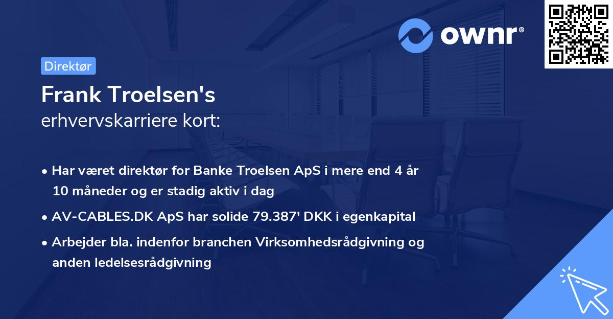 Frank Troelsen's erhvervskarriere kort