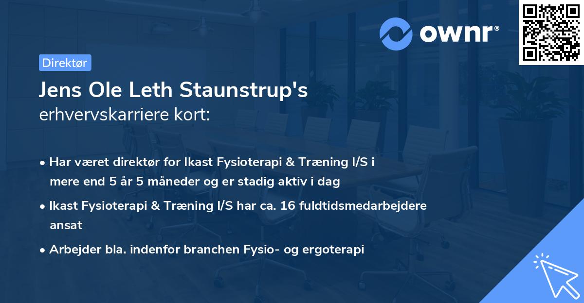 Jens Ole Leth Staunstrup's erhvervskarriere kort