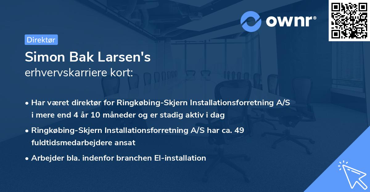 Simon Bak Larsen's erhvervskarriere kort