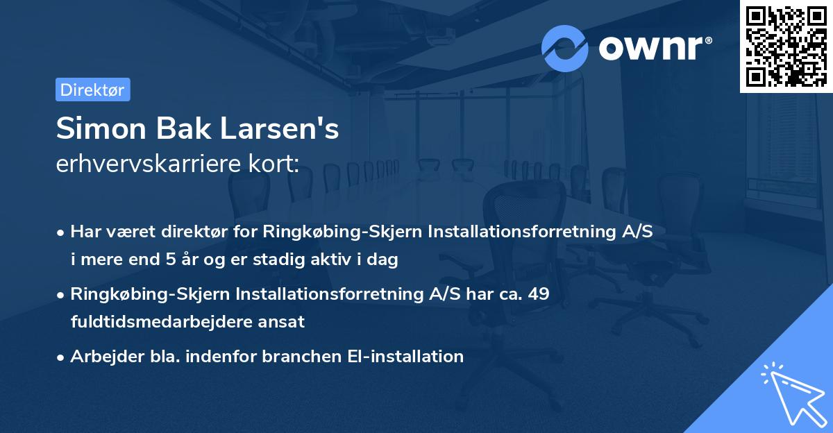 Simon Bak Larsen's erhvervskarriere kort