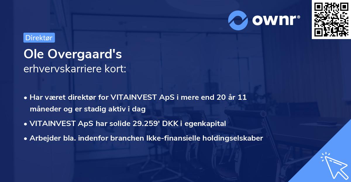 Ole Overgaard's erhvervskarriere kort