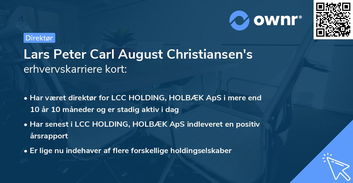 Lars Peter Carl August Christiansen's erhvervskarriere kort