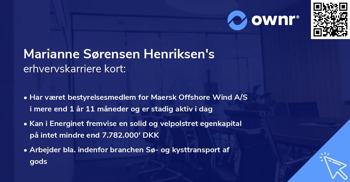 Marianne Sørensen Henriksen's erhvervskarriere kort