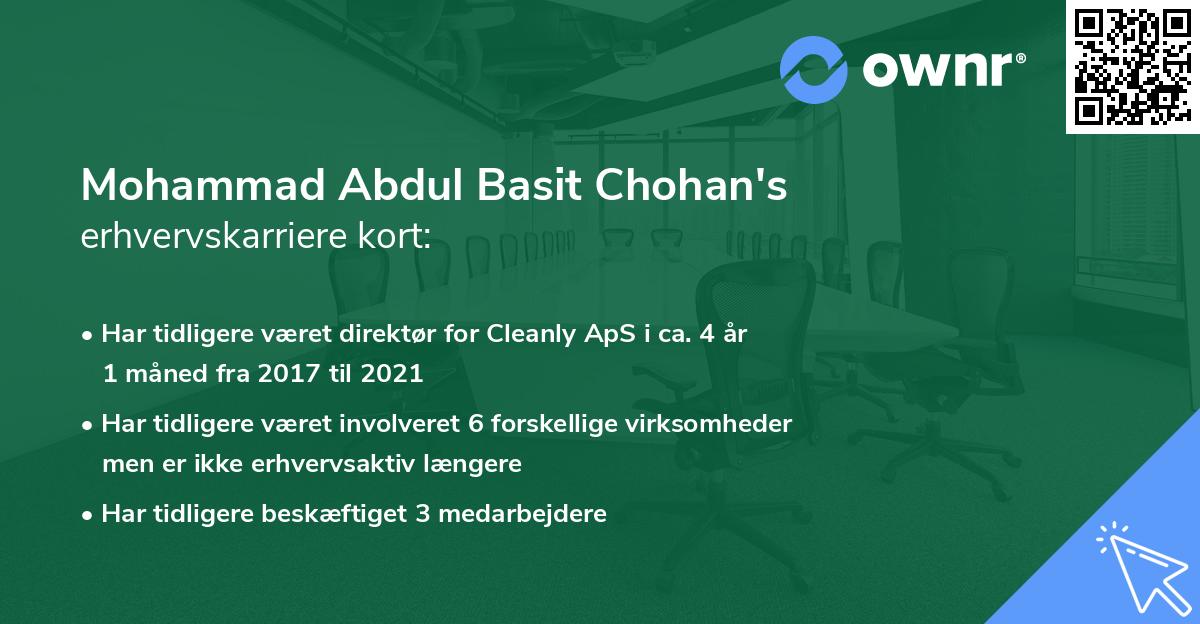 Mohammad Abdul Basit Chohan's erhvervskarriere kort