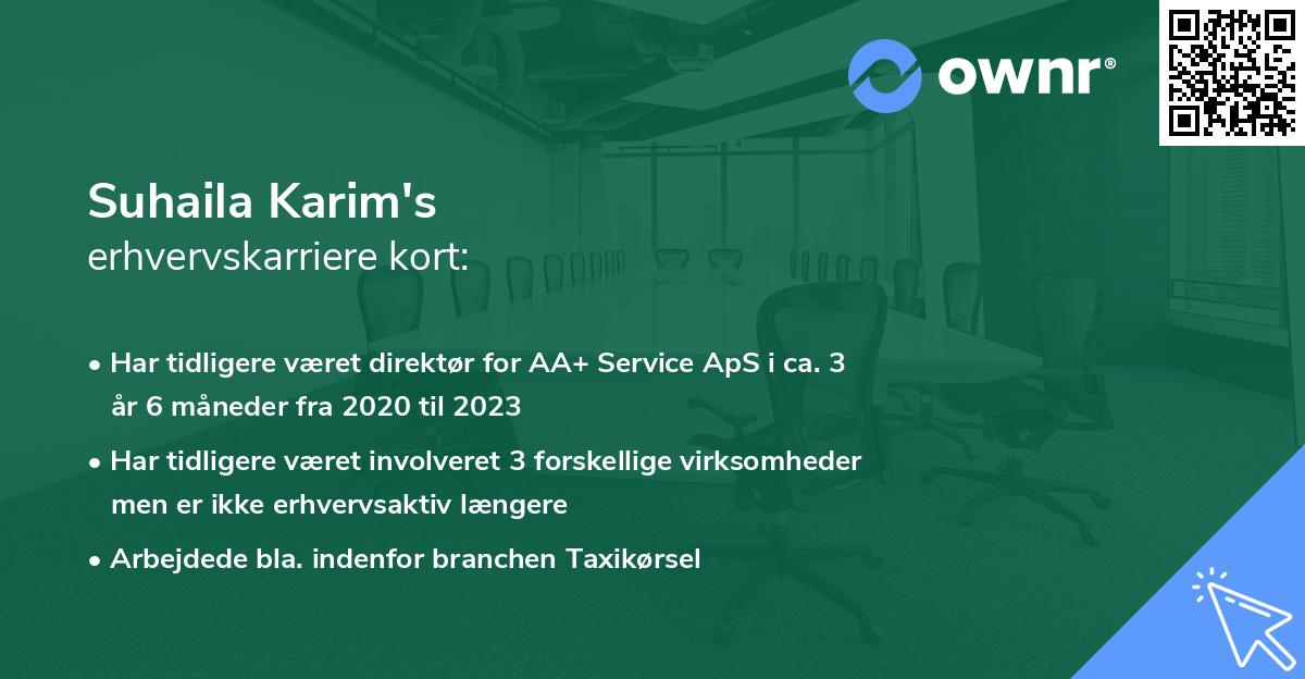 Suhaila Karim's erhvervskarriere kort