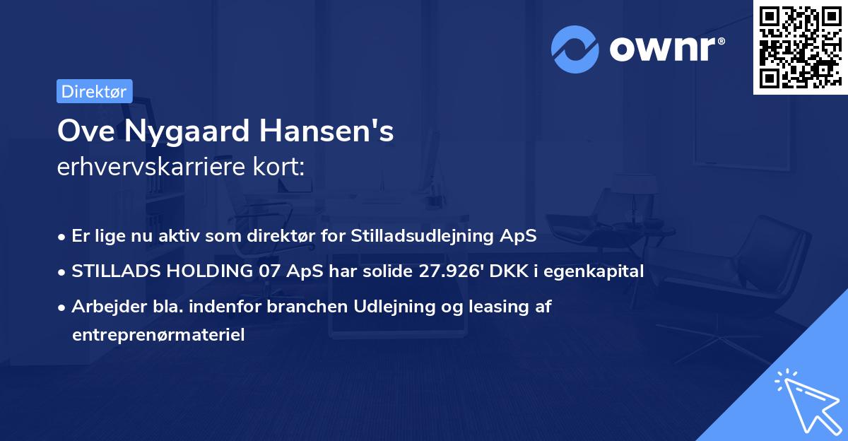 Ove Nygaard Hansen's erhvervskarriere kort