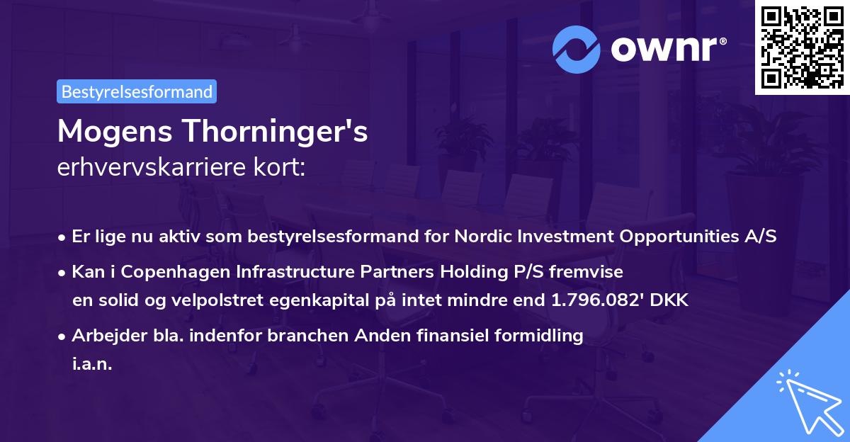 Mogens Thorninger's erhvervskarriere kort