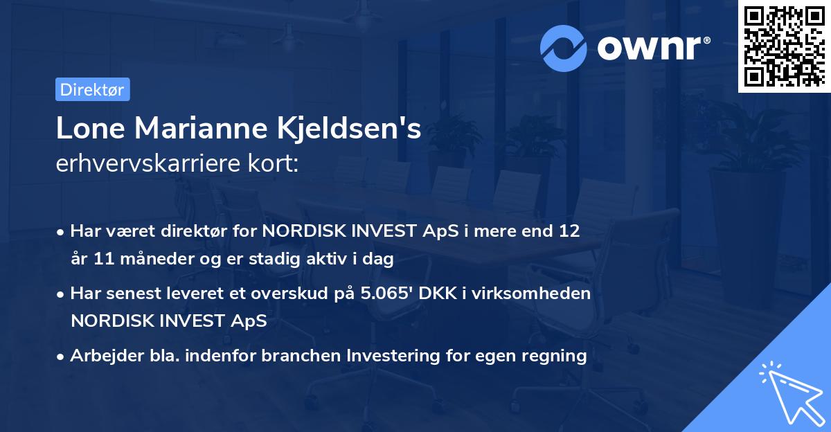 Lone Marianne Kjeldsen's erhvervskarriere kort