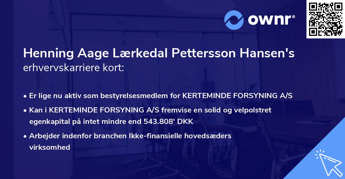 Henning Aage Lærkedal Pettersson Hansen's erhvervskarriere kort