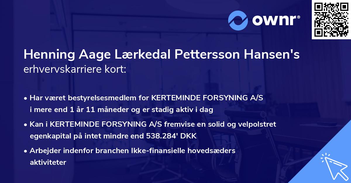 Henning Aage Lærkedal Pettersson Hansen's erhvervskarriere kort