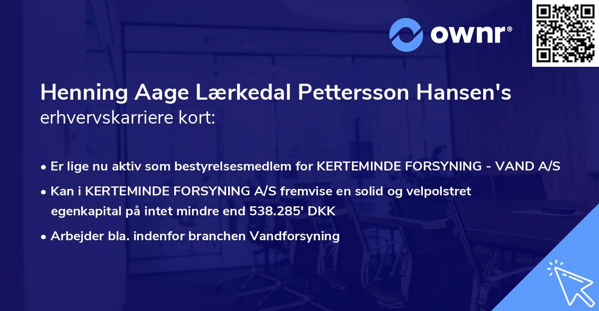 Henning Aage Lærkedal Pettersson Hansen's erhvervskarriere kort