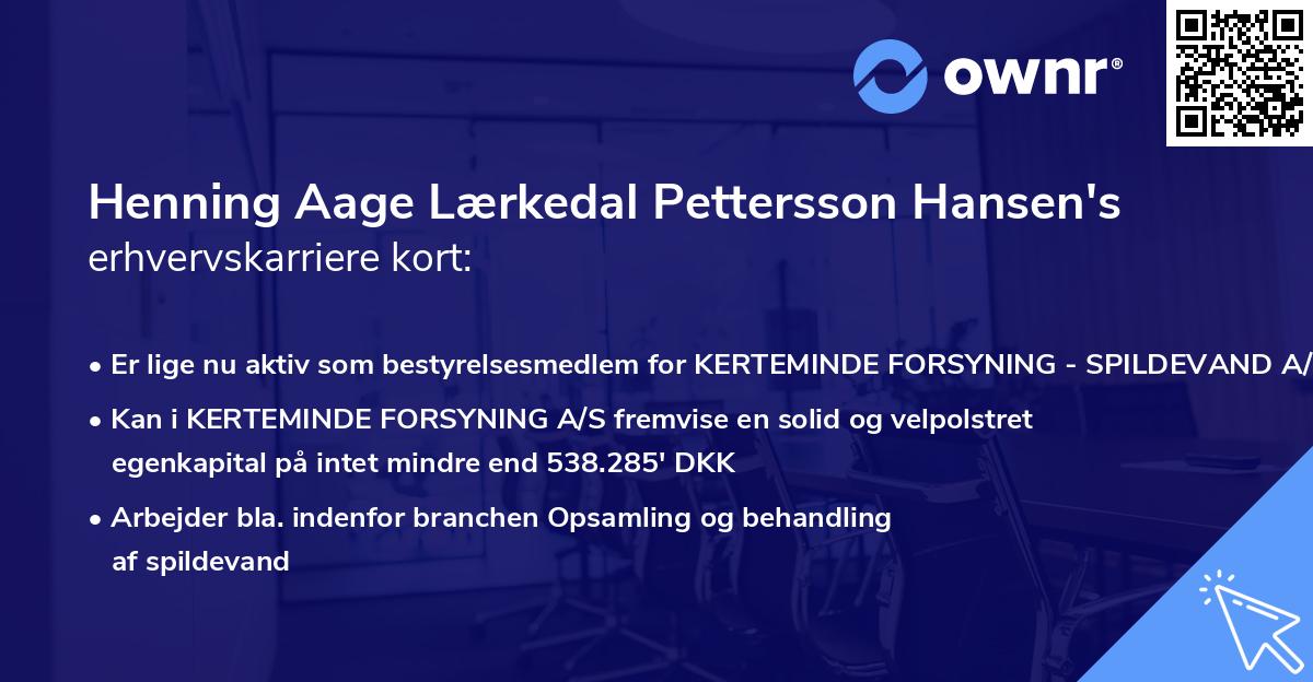Henning Aage Lærkedal Pettersson Hansen's erhvervskarriere kort