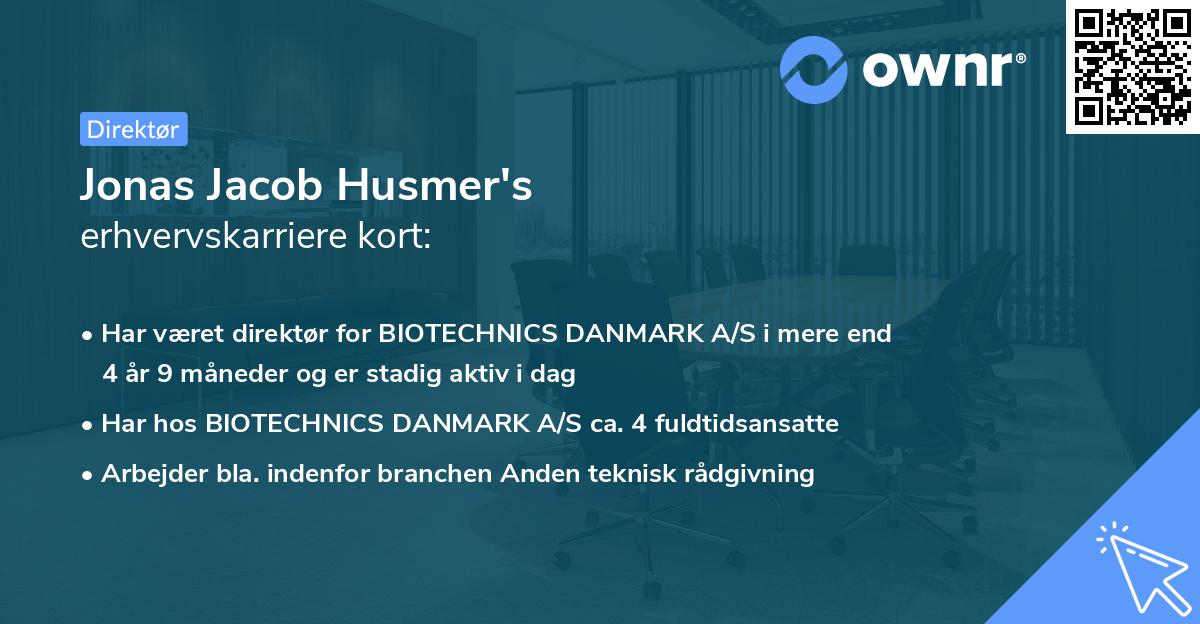 Jonas Jacob Husmer's erhvervskarriere kort