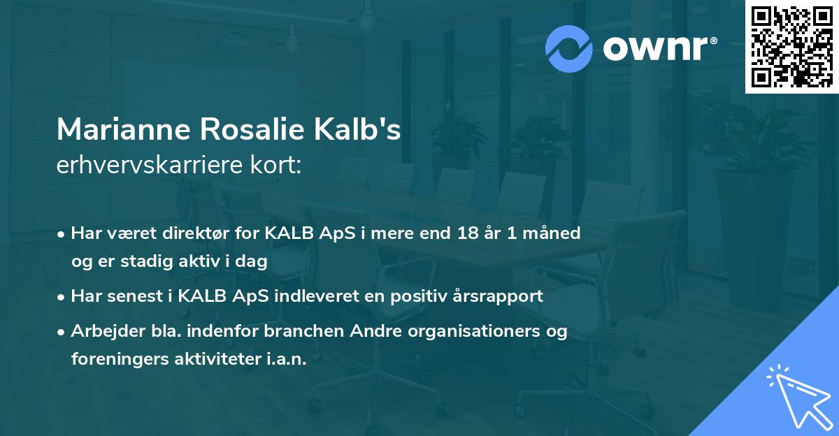 Marianne Rosalie Kalb's erhvervskarriere kort