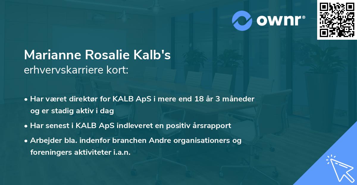 Marianne Rosalie Kalb's erhvervskarriere kort
