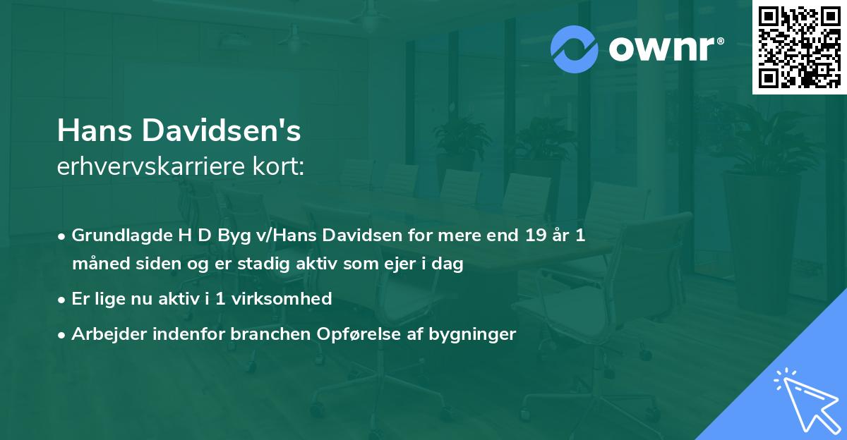 Hans Davidsen's erhvervskarriere kort