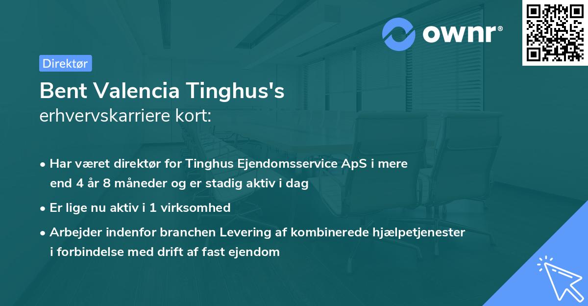 Bent Valencia Tinghus's erhvervskarriere kort