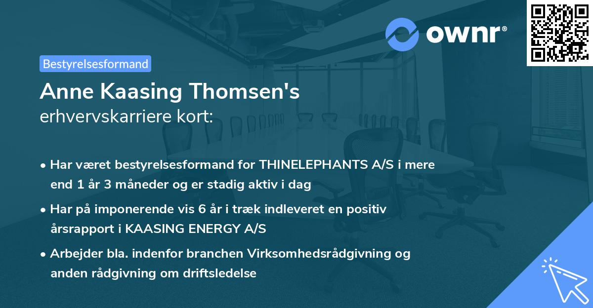 Anne Kaasing Thomsen's erhvervskarriere kort