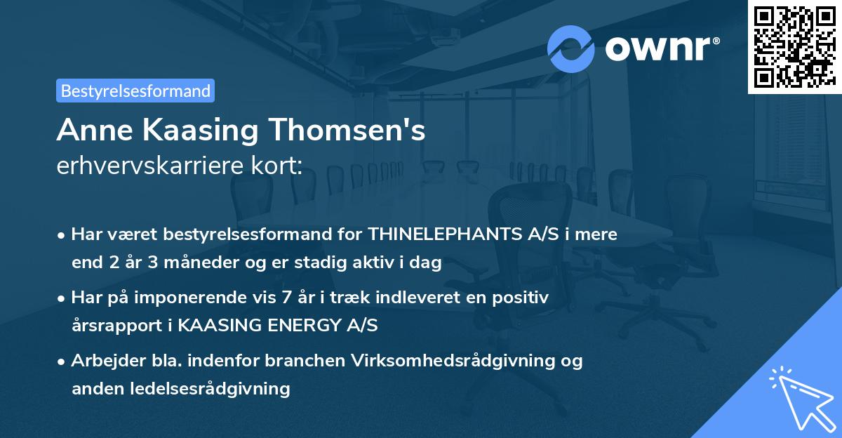 Anne Kaasing Thomsen's erhvervskarriere kort